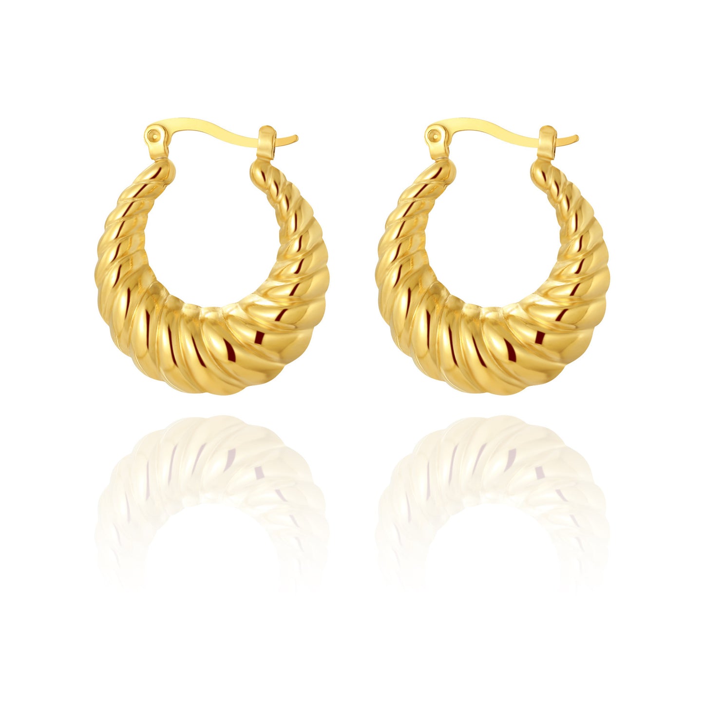 High-grade Titanium Steel Gold-plated Hollow Crescent Earrings