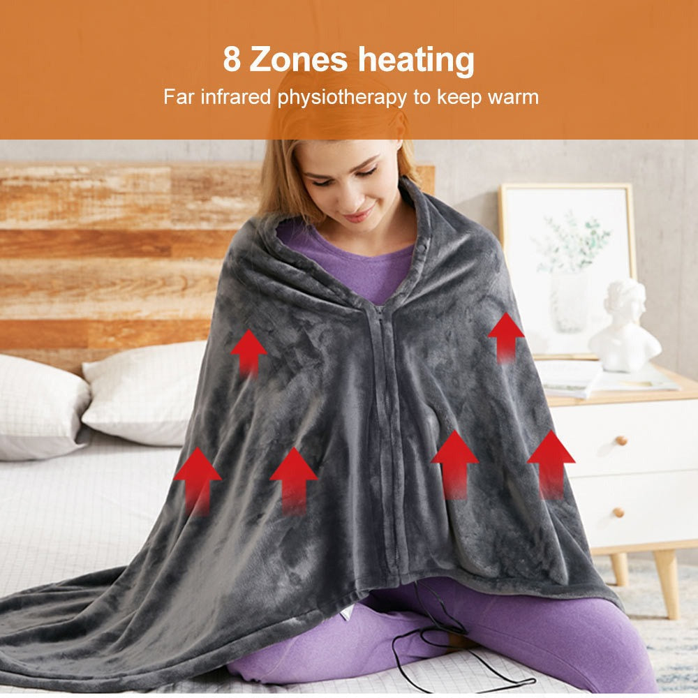 Electric Outer Shawl Blanket Coral Velvet Warm Wrap Cape Cloak USB Charging Heating Blanket Cold Insulation Blanket