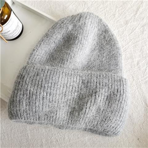 Rabbit Hair Hat Female Winter Ear Protection Warm Fashion Magnanimous Plush Knitted Wool Cap New Cold Cap