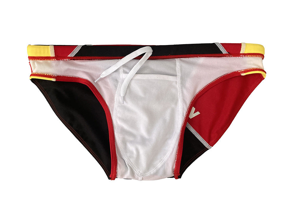 Men's Color Matching Swim Briefs Swimming Trunks