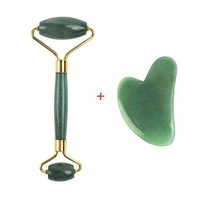 Rose Quartz Roller Slimming Face Massager Lifting Tool Natural Jade