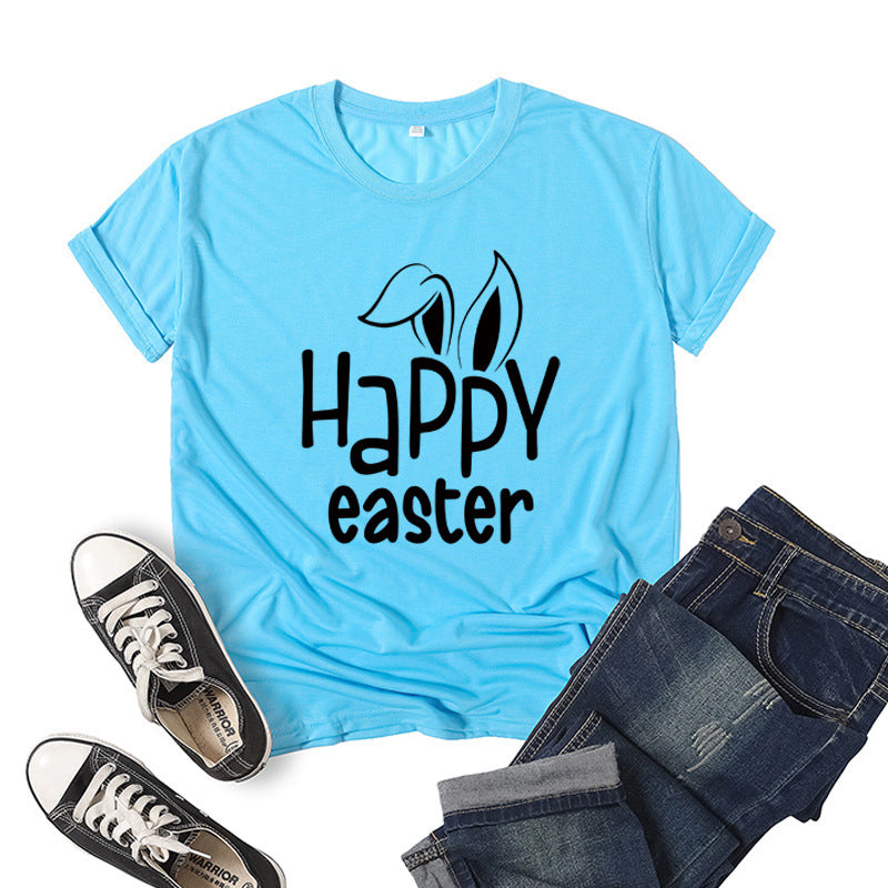 Women's Bunny Happy Easter Print Top