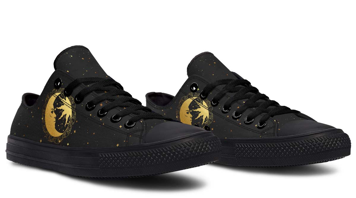 UrbanKicks Golden Moon Fashion Printed Couple High Top Canvas Shoes