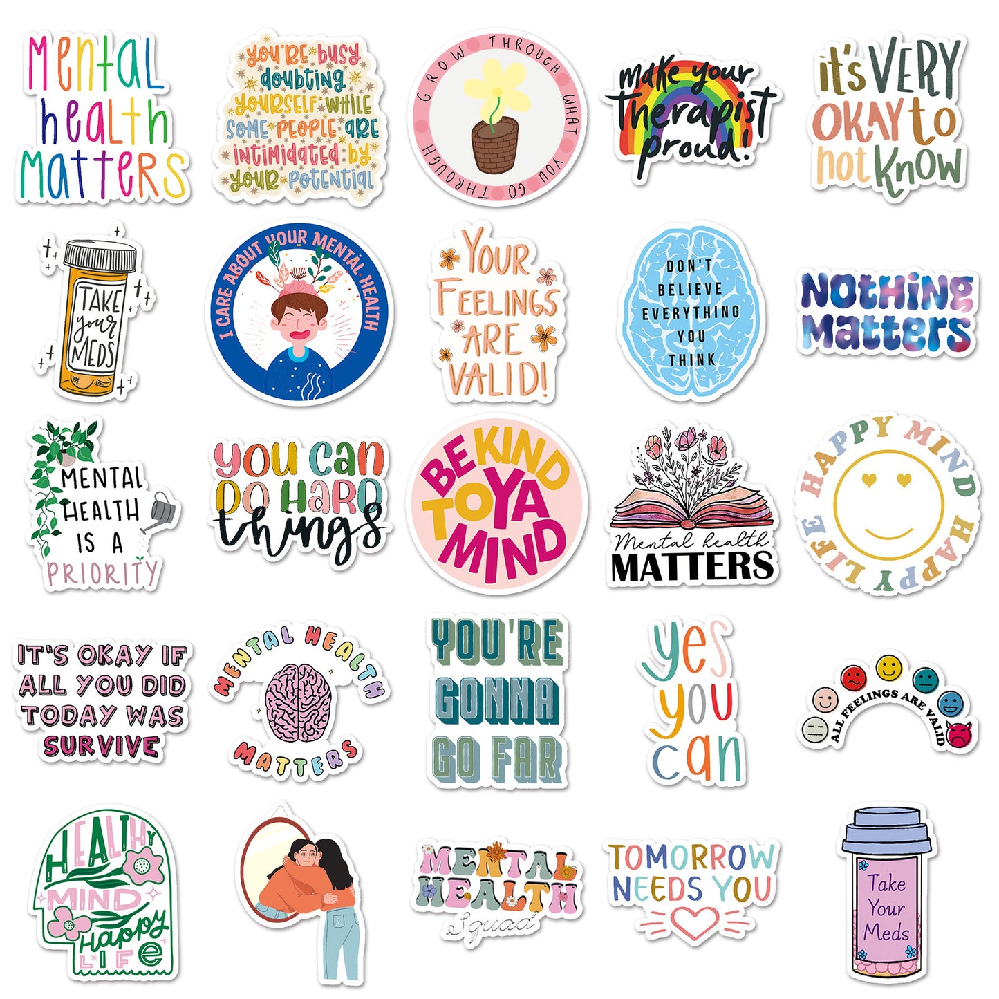 50 Mental Health Graffiti Cross-border Personalized English Slogan Creative Decoration Phone Case Luggage Stickers