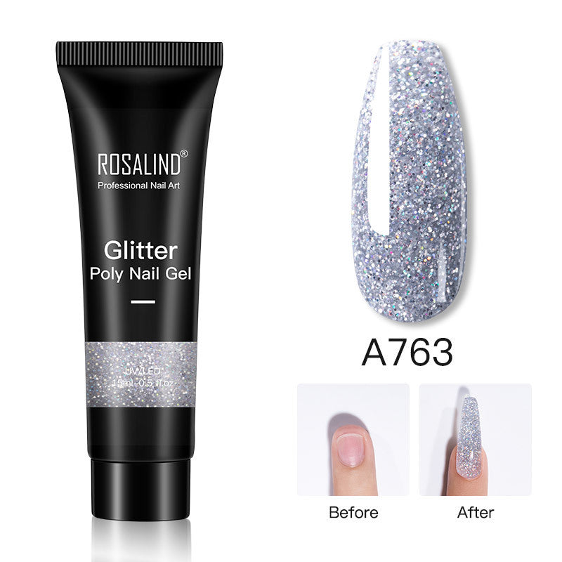 Glitter Poly Nagelgel Verlängerung 15ml Gelpolitur Alles für Maniküre Poly Builder Gel Semi Permanent Soak Off Nail Art