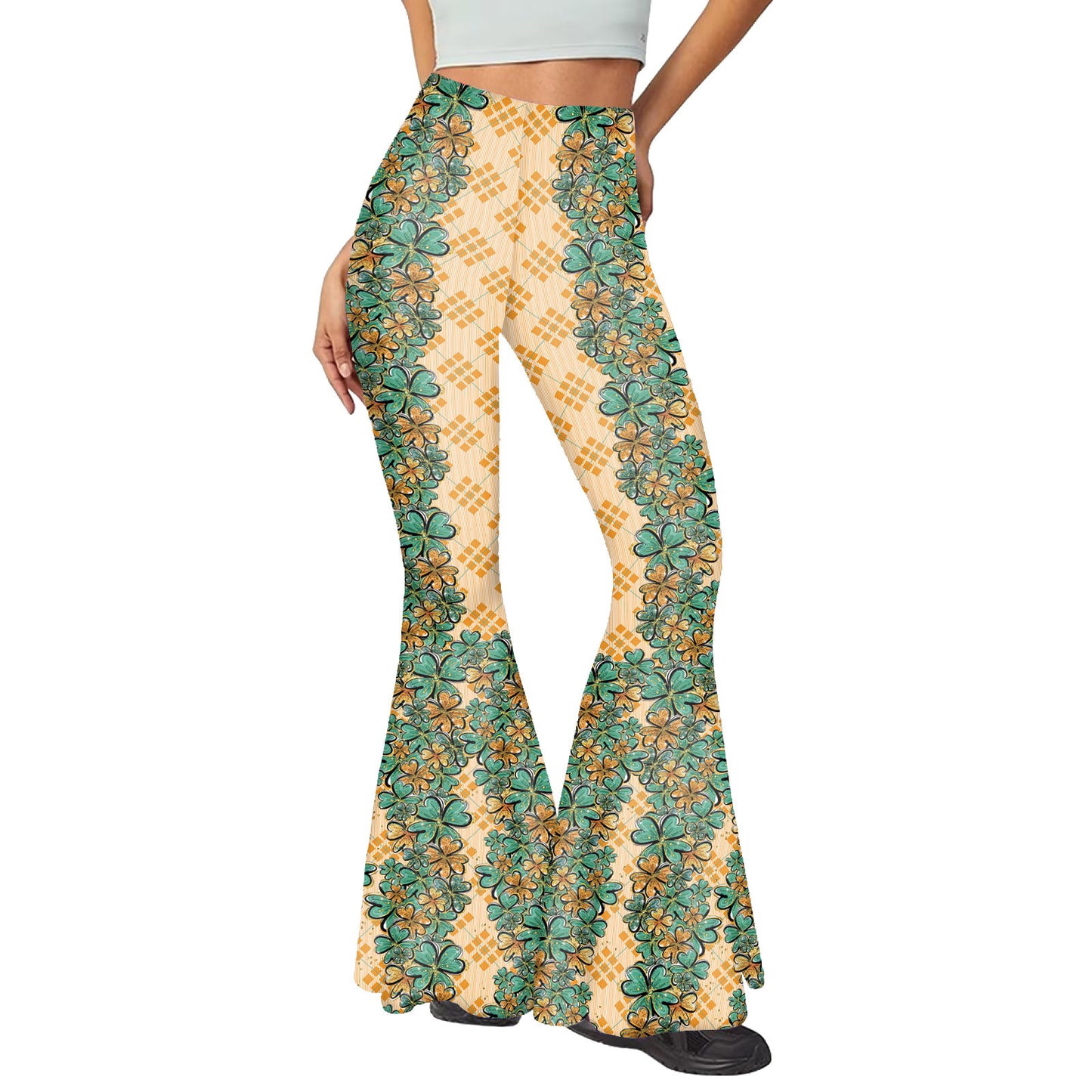 Fashionable Casual Women's Bell-Bottom Pants with Digital Printing