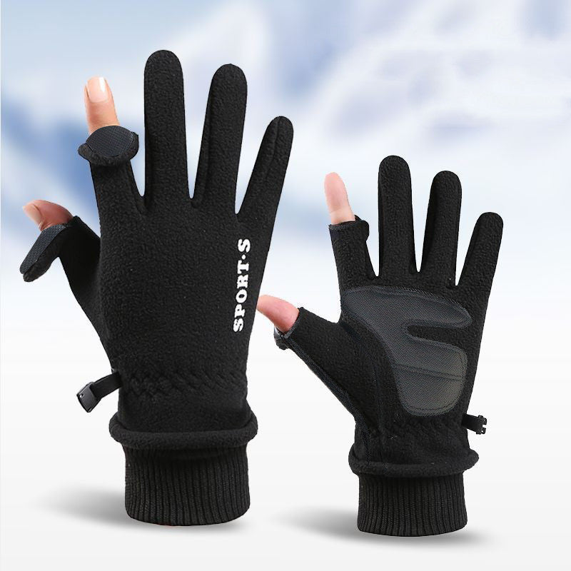 Outdoor-Skihandschuhe, Winter-Polarfleece-Klapphandschuhe, Winterhandschuhe für Herren und Damen sowie verdickte, warme Touchscreen-Handschuhe aus Samt