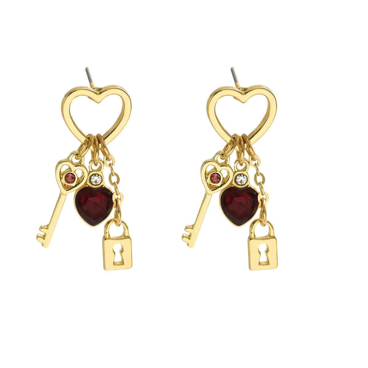 Simple Love Female Diamond Lock-shaped Special-interest Earrings