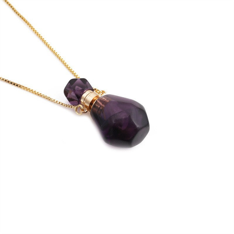 Essence Elysium: Semi Precious Stone Perfume Bottle Necklace.