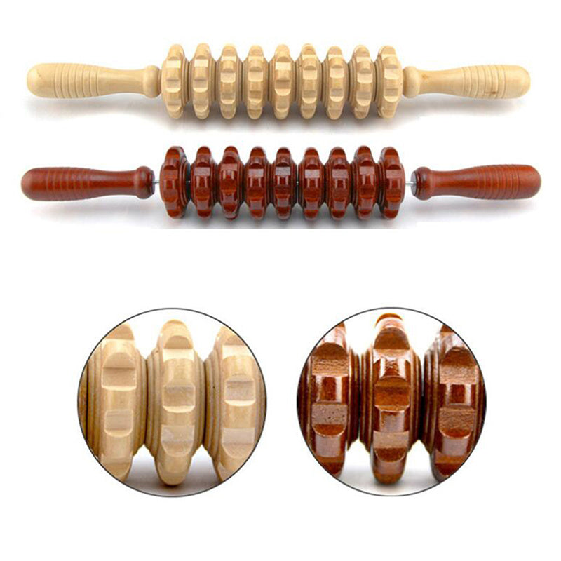 Temple Fair Stall Wooden White Red Belly Nine-wheel Massager Leg Roller