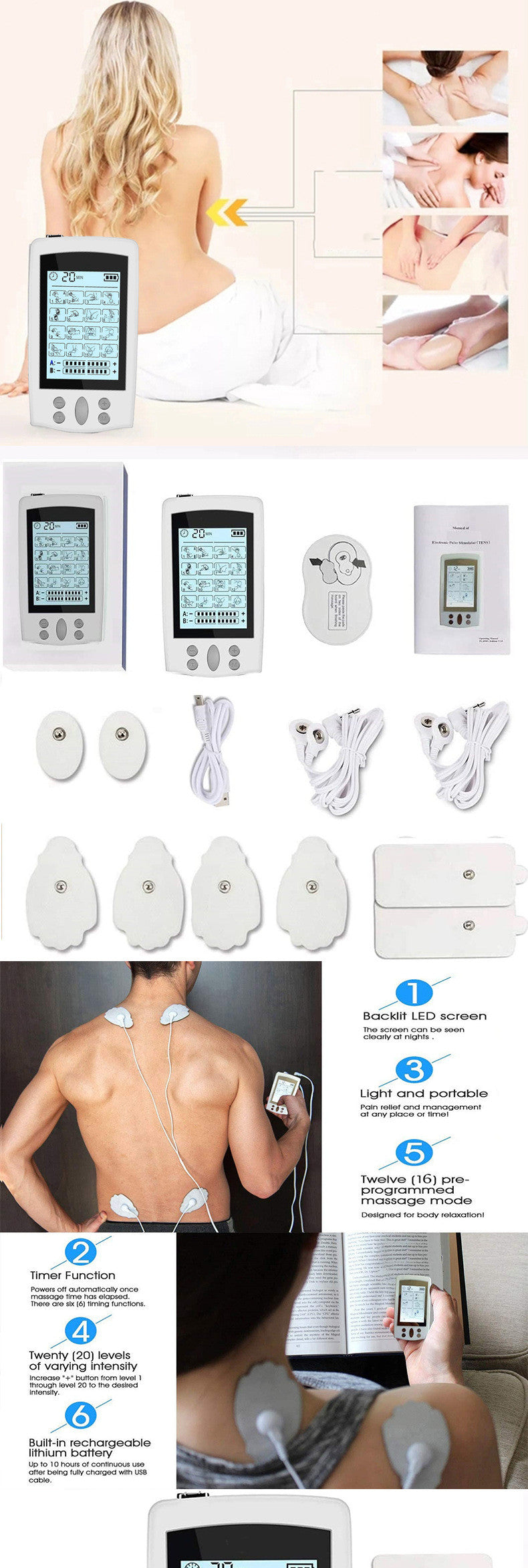 Double 16 Mode TENS Neck Massager