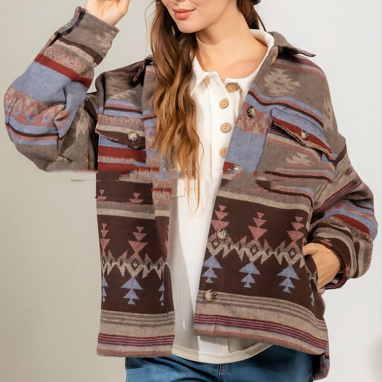 Women's Loose-fit Long-sleeved Retro Jacket