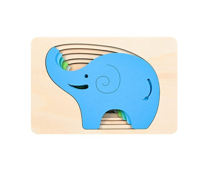 Children's Wooden Animal Multi-layer Gradient 3D Puzzle Model