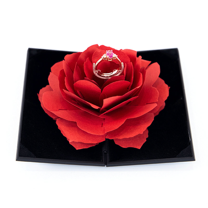 3D Love Box Herzförmige Rose Blume rotierende Ring Box Valentinstag Geschenk