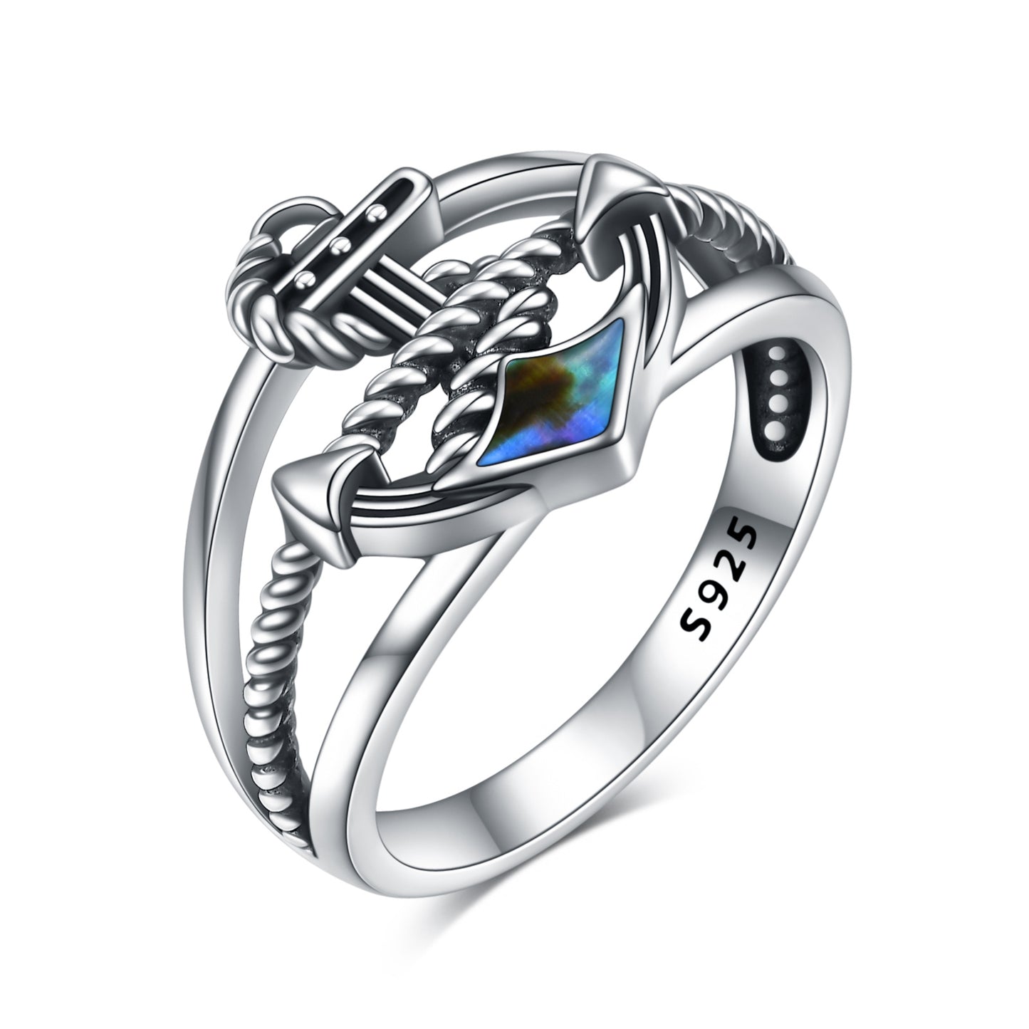 Ankerringe Sterling Silber Nautischer blauer Anker Fingerring