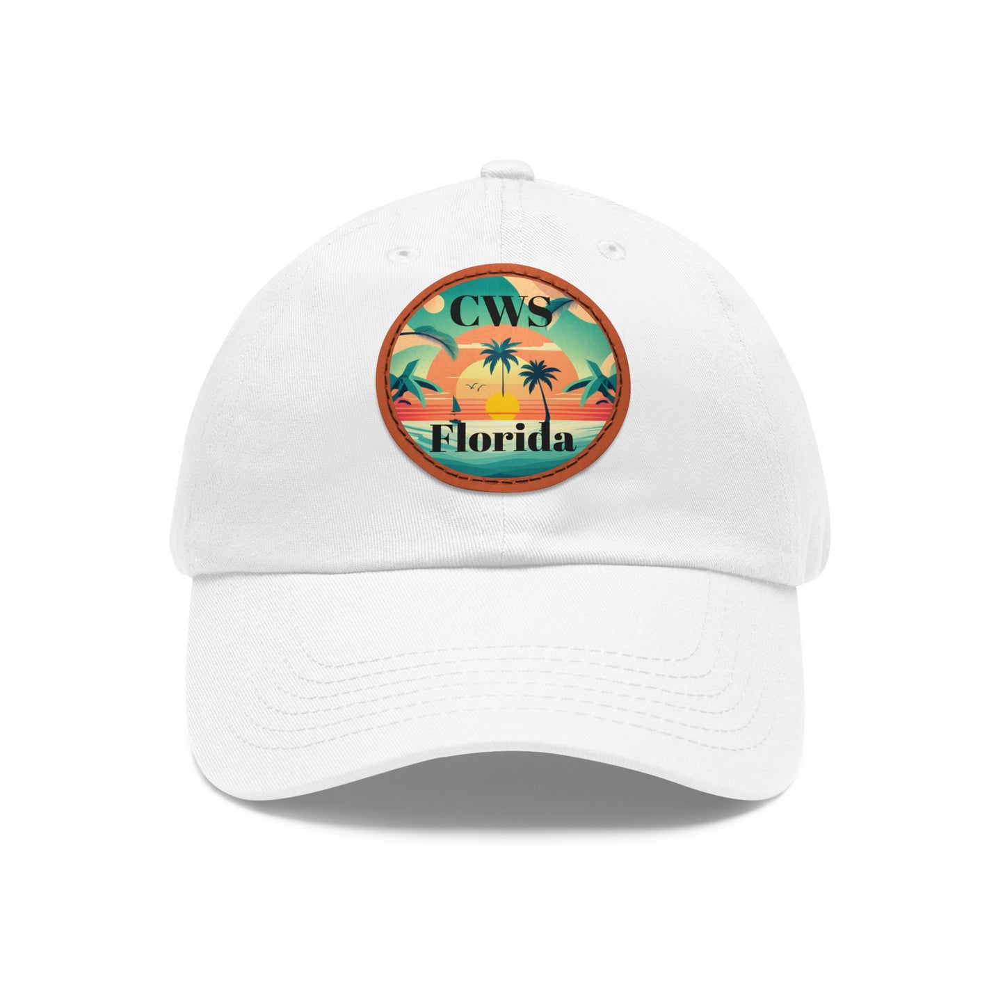 CWS Florida Palm Beach Dad Hat with Leather Patch (Round) By Cozy Winter Store (ships within USA only)