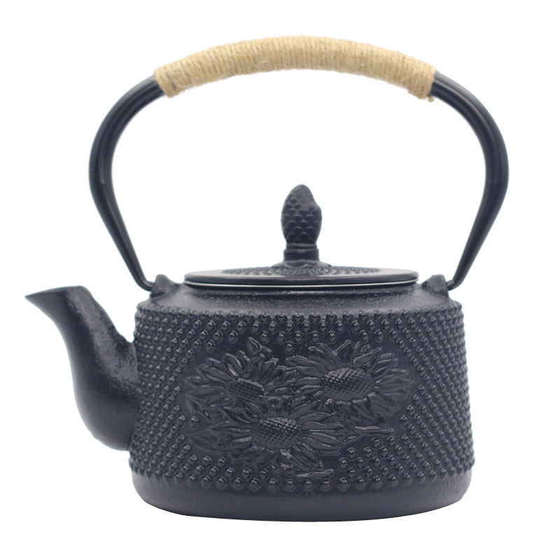 Cast Iron Teapot Peony Teapot Boiling Teapot Pig Iron Teapot Uncoated Tea Set