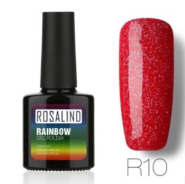 Nail free, long-lasting, non-toxic, nail polish, ROSALIND phototherapy glue, star studded rainbow system.