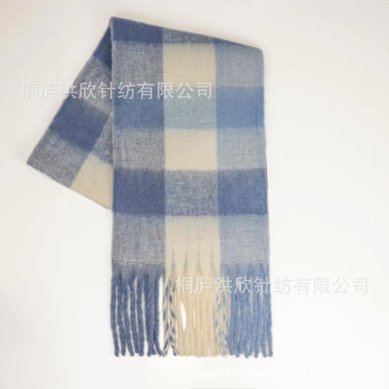 Men's and Women's Autumn and Winter Fashion Warm Rainbow Plaid Shawl Versatile Tassel Scarf