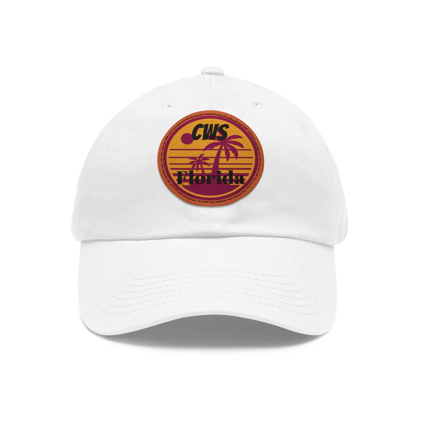 CWS Florida Palm Trees Dad Hat with Leather Patch (Round) By Cozy Winter Store (ships within USA only)