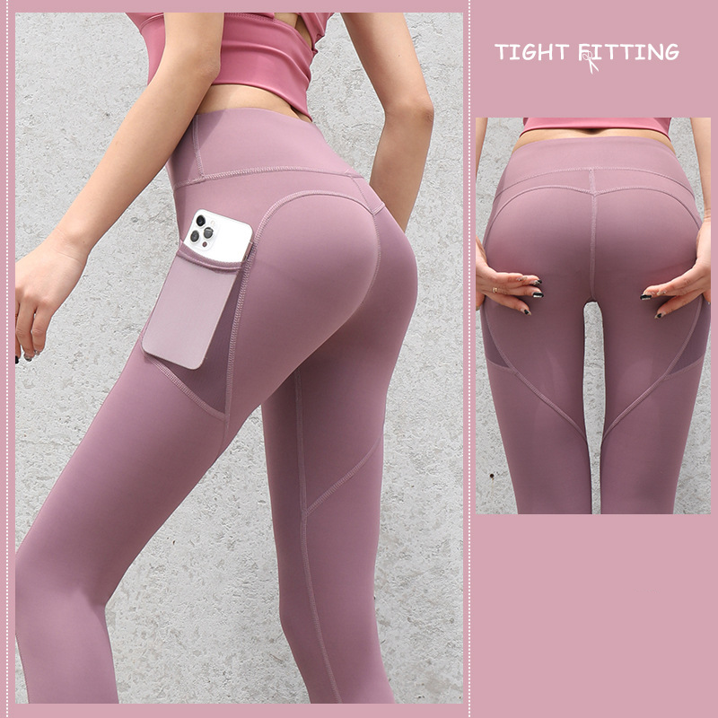 Nahtlose Leggings fürs Fitnessstudio, mit Taschen, Push-Up-Hose mit hoher Taille, Damen, Fitness, Running, Yogahosen, Nahtlose Leggings fürs Fitnessstudio, Sport