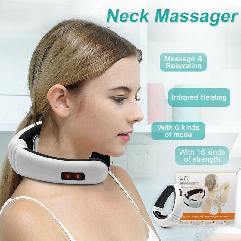 Electric Pulse Back and Neck  Infrared Heating Pain Relief Health Care Relaxation Intelligent Massager