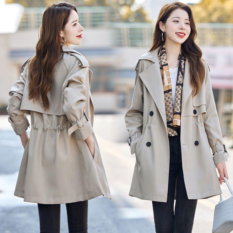 Flattering Elegance: Casual and fashionable women's windbreaker coat for autumn and winter.