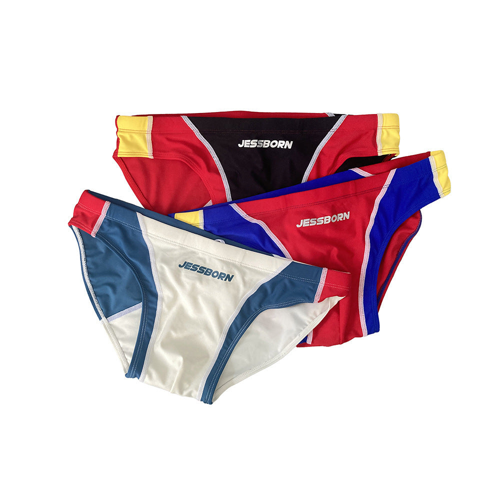 Men's Color Matching Swim Briefs Swimming Trunks