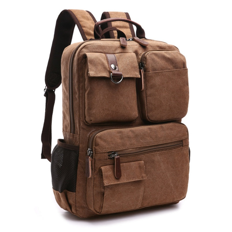 New Men Canvas Backpack Shoulder Bag Students Leisure Bag Computer Bag School Mochila Teenagers 15inch Laptop Rucksack