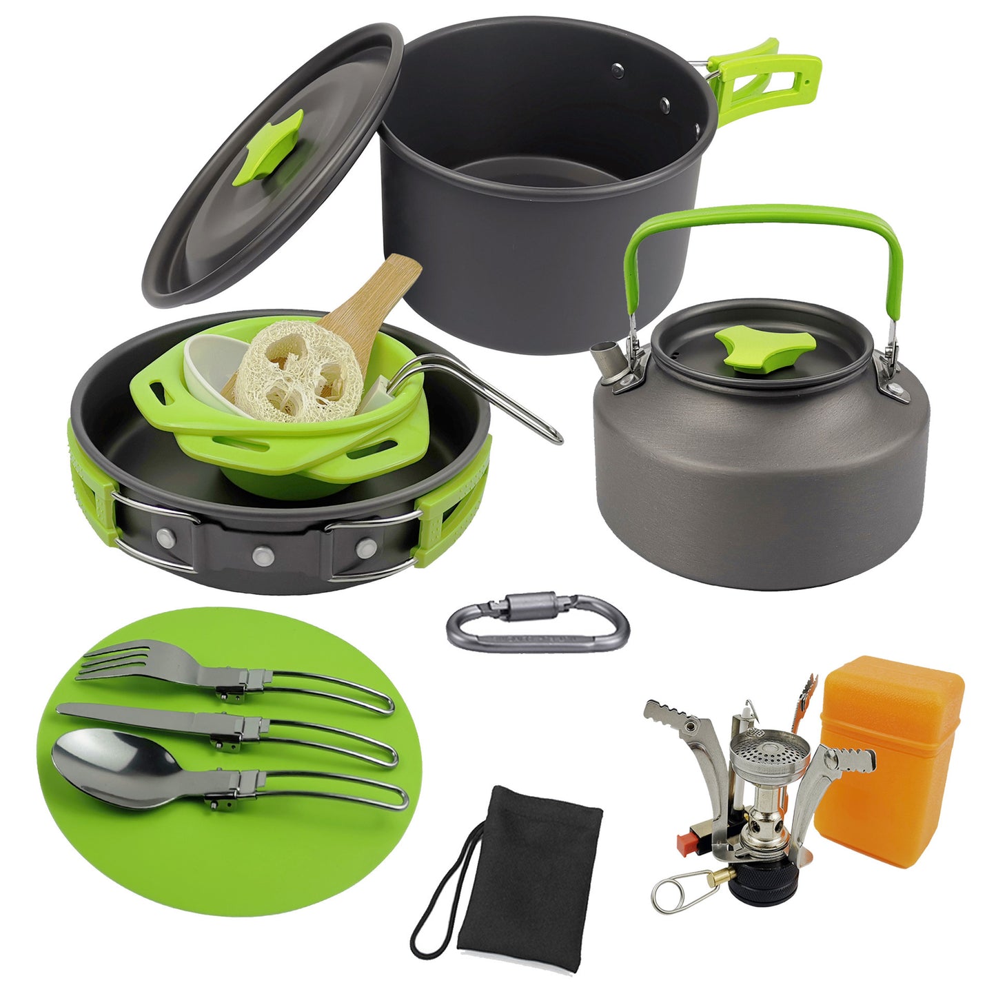 Camping Teekanne Set Topf Herd Set 2-3 Personen Picknick Herd Geschirr