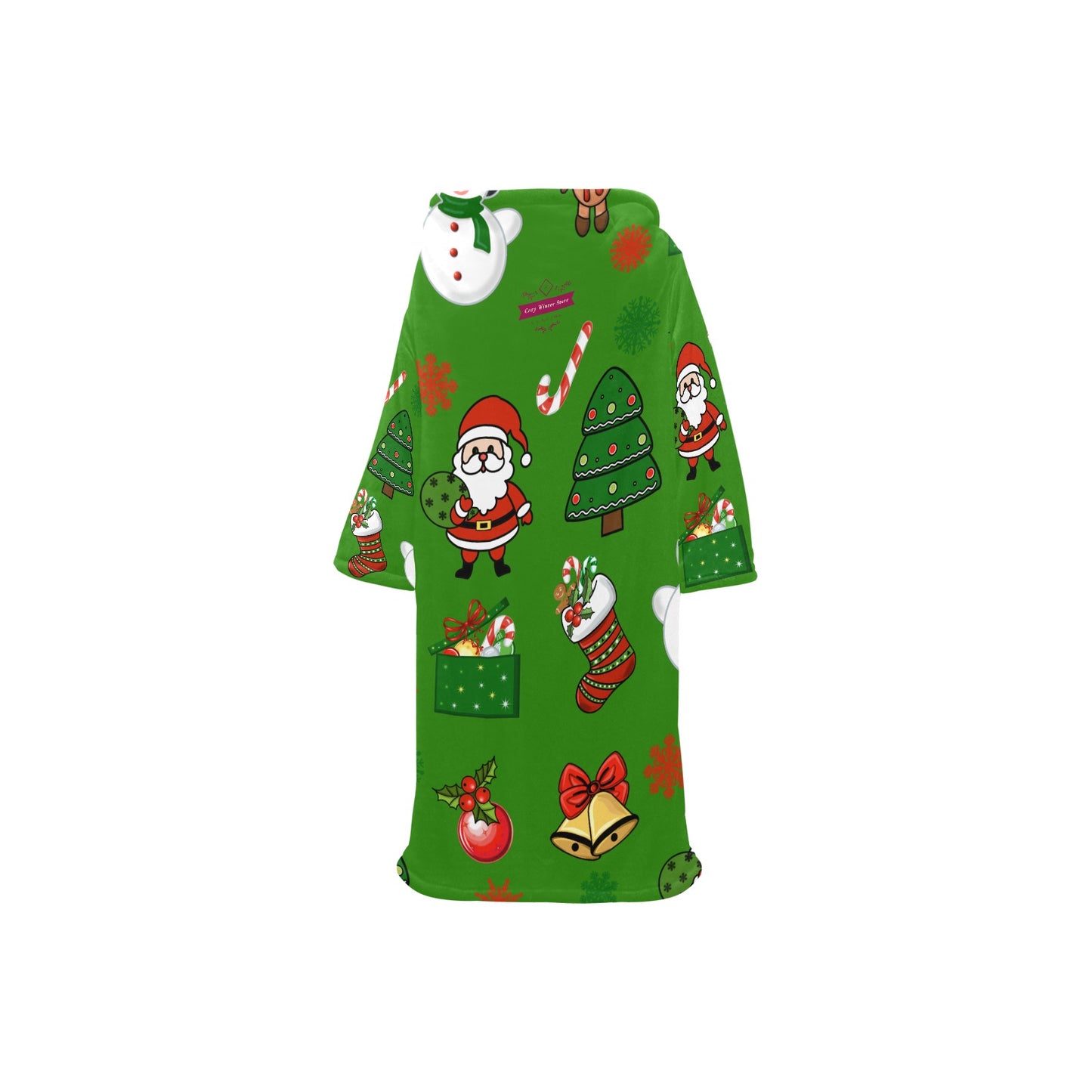 CWS Cozy Vibe Christmas Blanket Robe with Sleeves for Kids