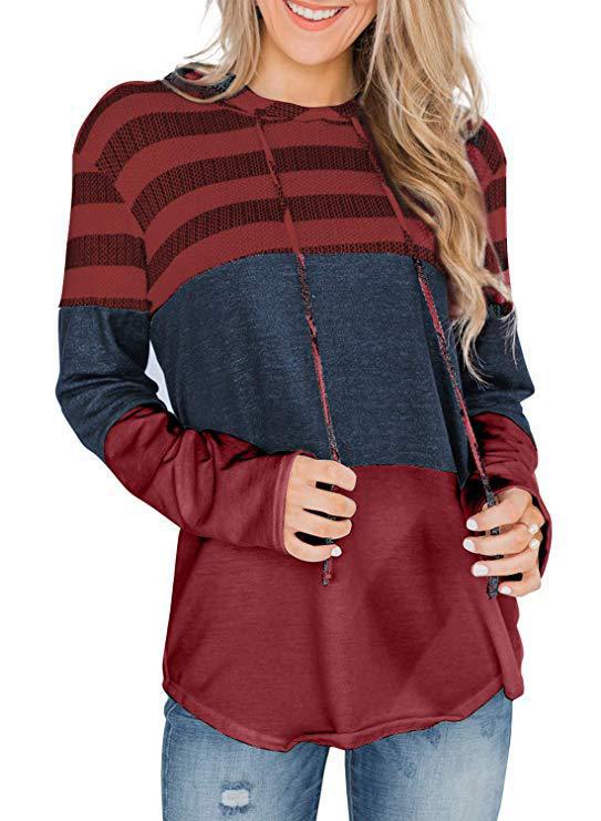 ChicLoose: New top with a loose design hoodie, pullover with long sleeves, contrast sweatshirt, and striped sweater for a stylish look.