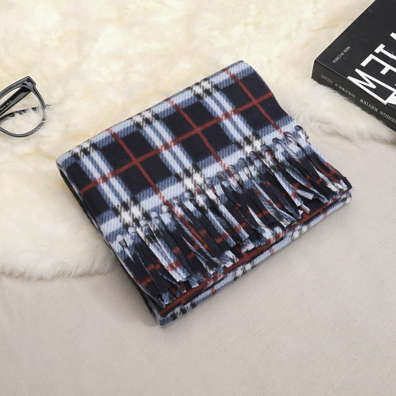 Autumn And Winter Classic Plaid Double-sided Velvet Gift Men's Warm Scarf Women's Shawl