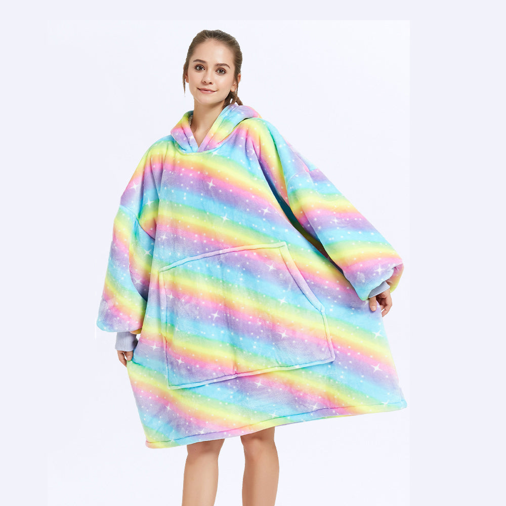 Doppellagiger Lazy Blanket Pullover Flanell Kapuzenpullover Doppellagiger Pullover Damen