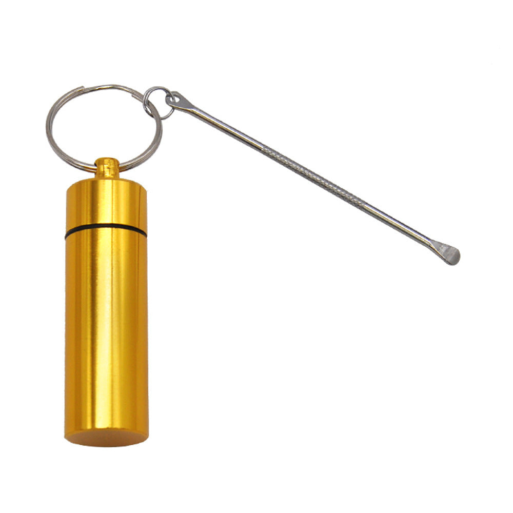 Aluminum Storage Bottle With Spoon And Keychain Portable Medicine Box