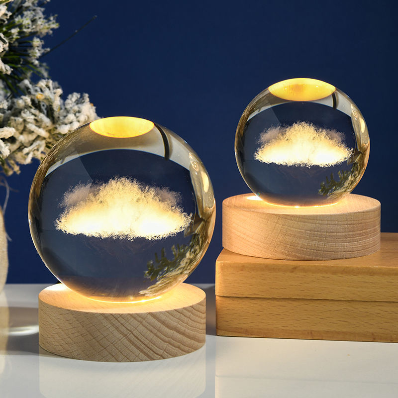 Luminous Starry Sky And Planets Moon Moon Crystal Ball Small Night Lamp Projection Ambience Light Creative Gift New Strange Gift