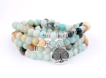 AliExpress Explosion 108 Natural Stone Rosary Bracelet Alloy 3D Lotus Life Tree Anklet Yoga Mala Necklace