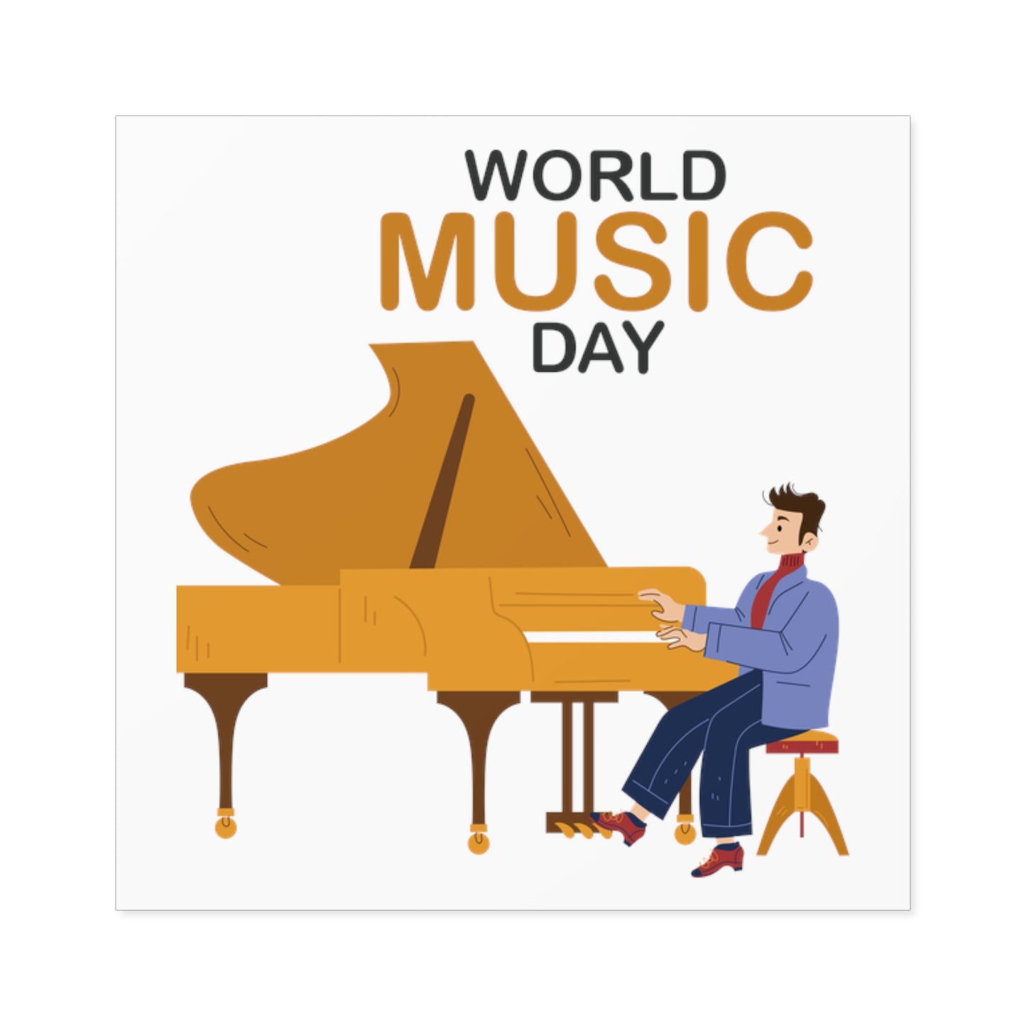 CWS Celebrations World Music Day Square Stickers, Indoor\Outdoor