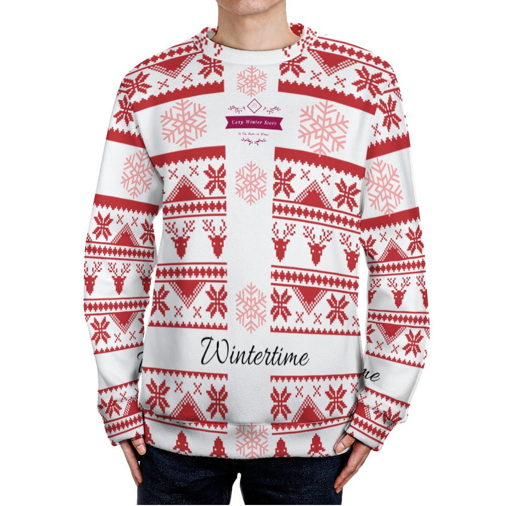 CWS Cozy Sweaters "WinterTime" Men's Crew Neck Scandinavian Style Festive Sweater by Cozy Winter Store