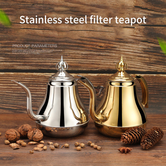 1.2/1.8L Latin Pot Stainless Steel Tea Pot with Tea Strainer Teapot Coffee Pot Induction Cooker Kettle Teaware Sets