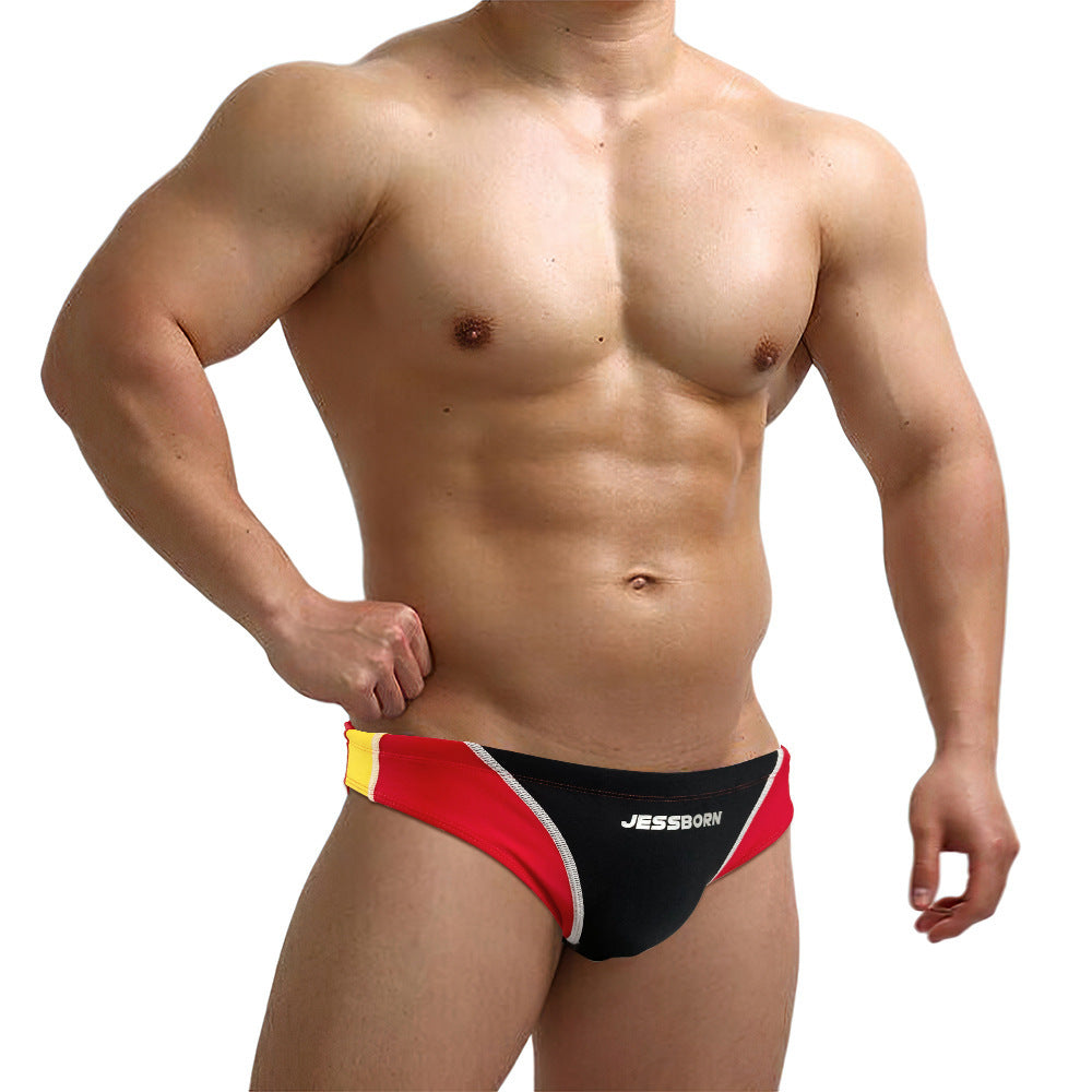 Men's Color Matching Swim Briefs Swimming Trunks