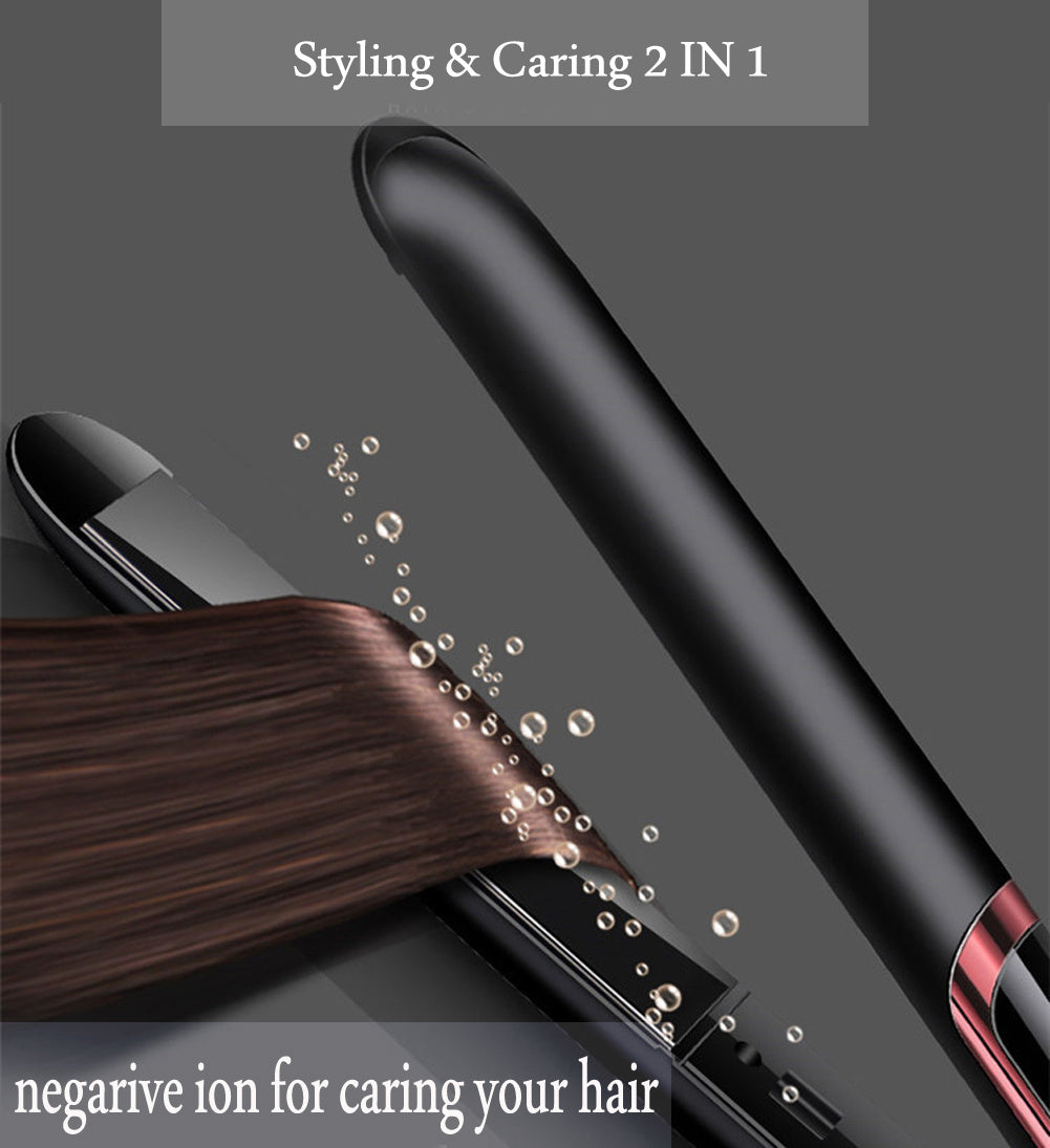 LED display straight hair curling double with curling iron