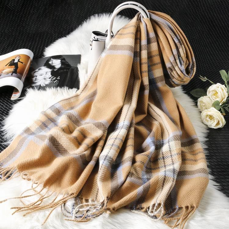 Long tassel double-sided cashmere shawl