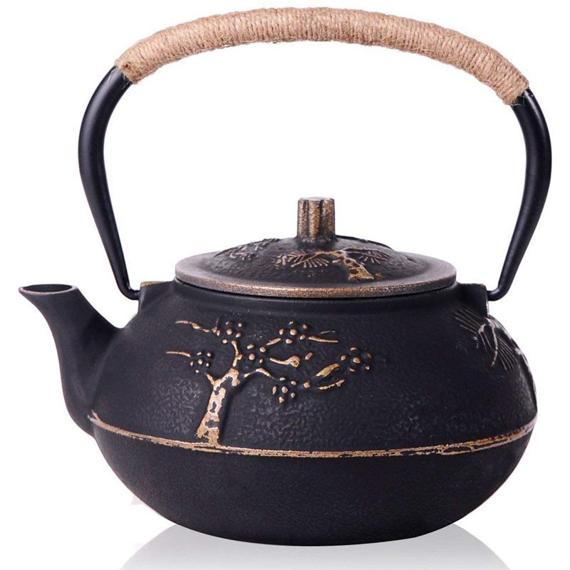 Japanese cast iron teapot, peony teapot, teapot