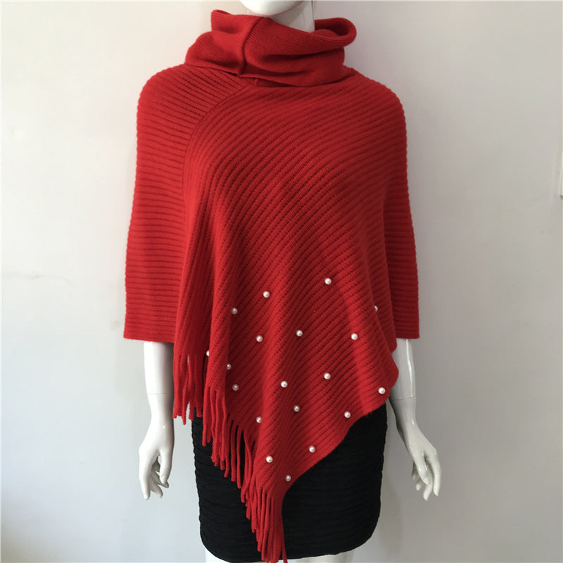 Women Batwing Tassel Knit Shawl