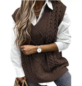 Sweater Vest Women's Vest V-neck Sleeveless