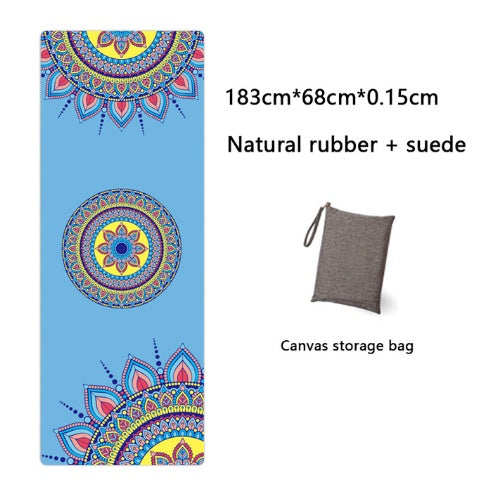 Natural Rubber Suede Yoga Mat Printed Folding