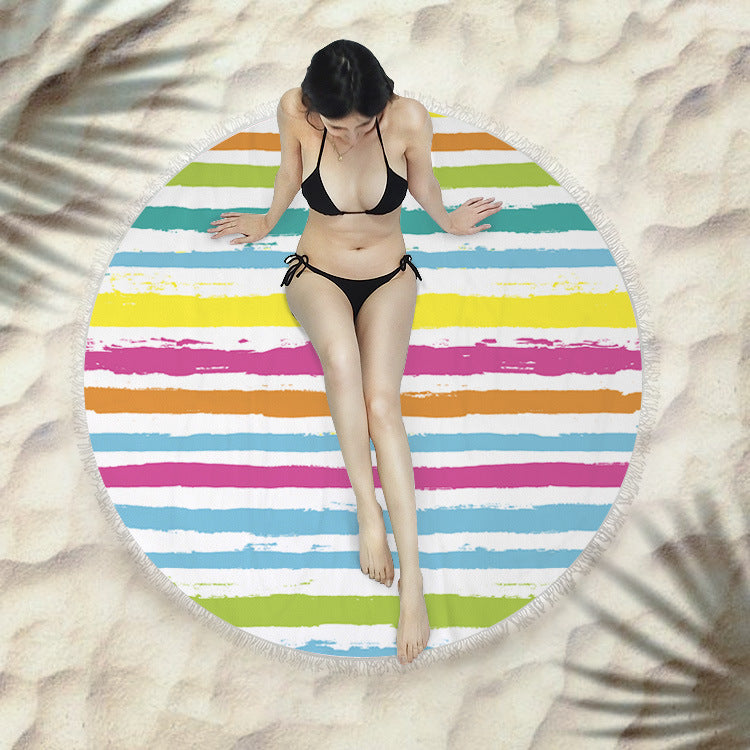 Fringed beach towel round bath towel beach towel