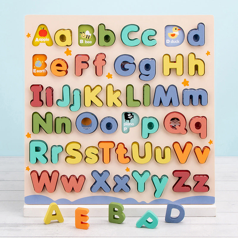 Children's Early Education Wooden Letter Puzzle Grab Board