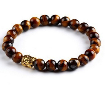 AliExpress explosions Europe and the United States fashion lava rock natural stone Buddha head Golden Buddha men and women bracelet wholesale